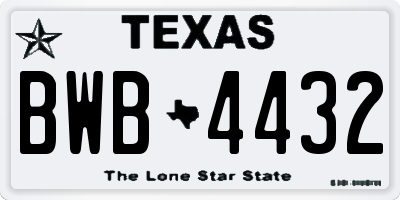 TX license plate BWB4432