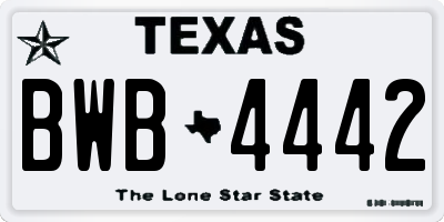 TX license plate BWB4442