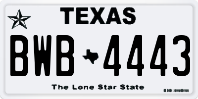 TX license plate BWB4443