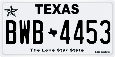 TX license plate BWB4453