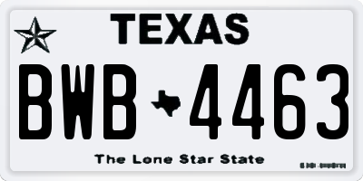 TX license plate BWB4463