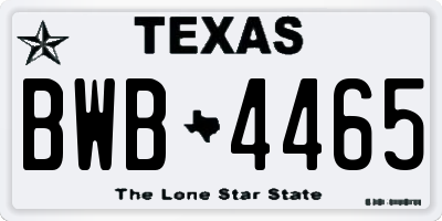 TX license plate BWB4465