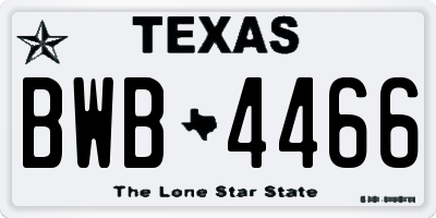 TX license plate BWB4466