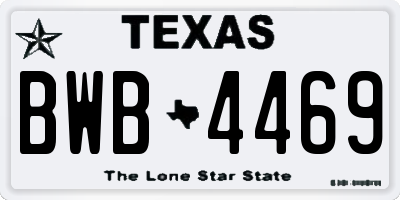 TX license plate BWB4469
