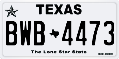 TX license plate BWB4473