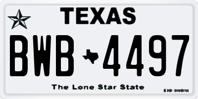 TX license plate BWB4497