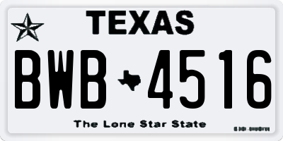 TX license plate BWB4516