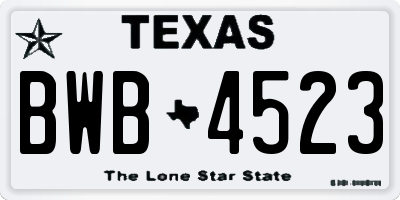 TX license plate BWB4523
