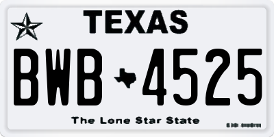 TX license plate BWB4525