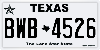TX license plate BWB4526
