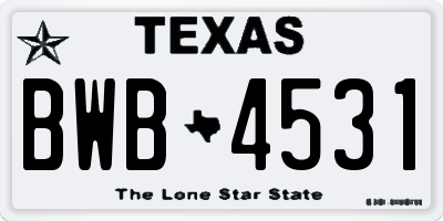 TX license plate BWB4531