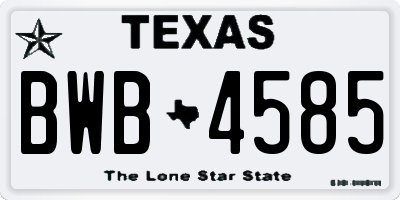 TX license plate BWB4585