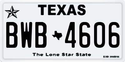 TX license plate BWB4606
