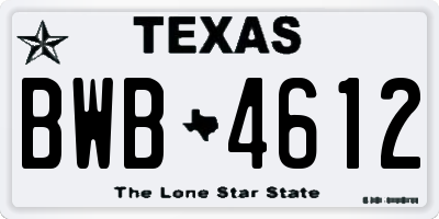 TX license plate BWB4612