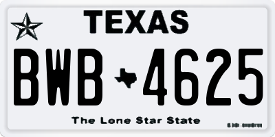 TX license plate BWB4625