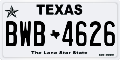 TX license plate BWB4626