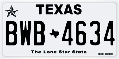 TX license plate BWB4634