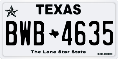 TX license plate BWB4635