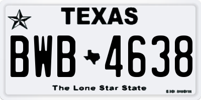 TX license plate BWB4638