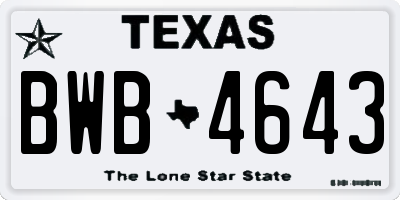 TX license plate BWB4643