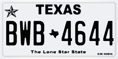 TX license plate BWB4644