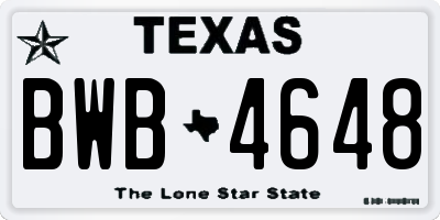 TX license plate BWB4648