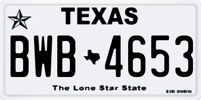 TX license plate BWB4653