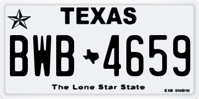 TX license plate BWB4659