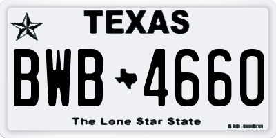 TX license plate BWB4660