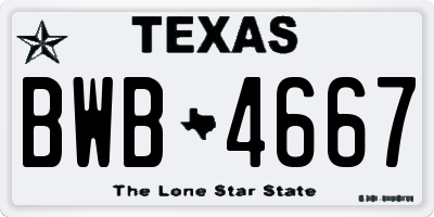 TX license plate BWB4667