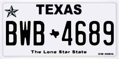 TX license plate BWB4689