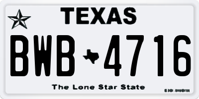 TX license plate BWB4716