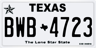 TX license plate BWB4723