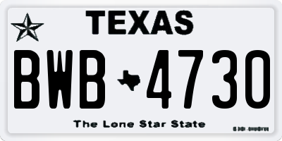 TX license plate BWB4730