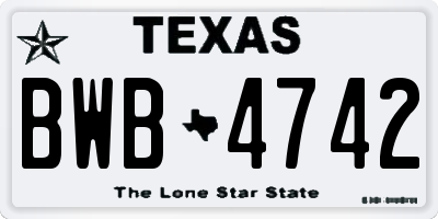 TX license plate BWB4742