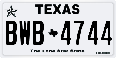 TX license plate BWB4744