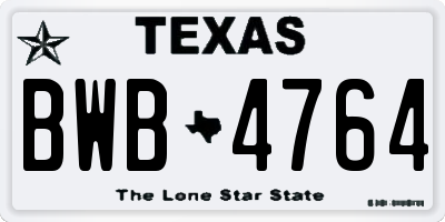 TX license plate BWB4764