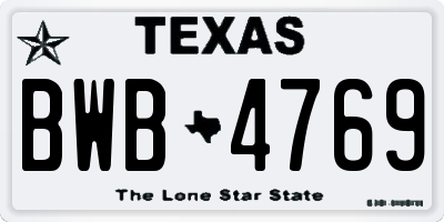 TX license plate BWB4769