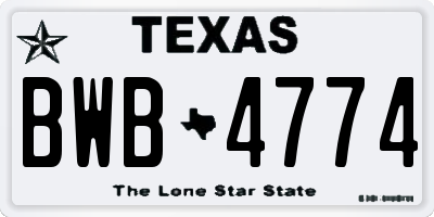 TX license plate BWB4774