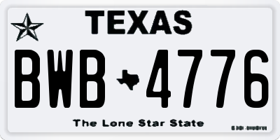 TX license plate BWB4776