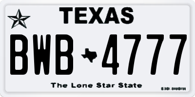 TX license plate BWB4777