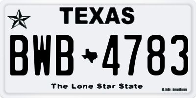 TX license plate BWB4783
