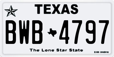 TX license plate BWB4797