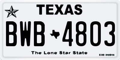 TX license plate BWB4803