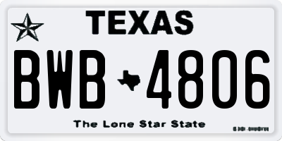 TX license plate BWB4806