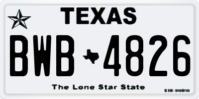 TX license plate BWB4826