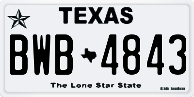 TX license plate BWB4843