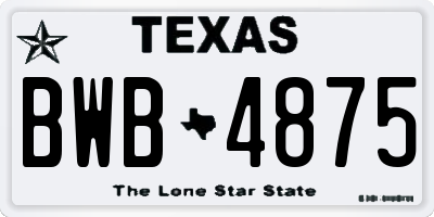TX license plate BWB4875
