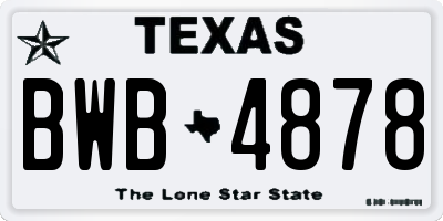 TX license plate BWB4878