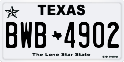 TX license plate BWB4902